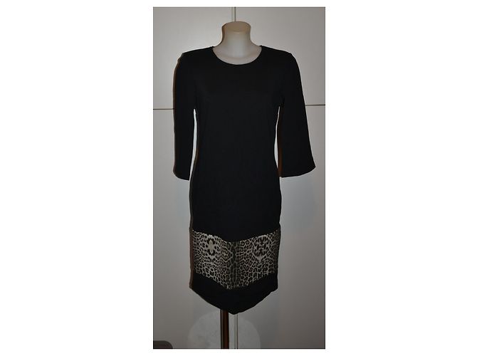 Autre Marque Class Cavalli Schwarzes Kleid mit Leoparden-Print Leopardenprint - Ansicht 2