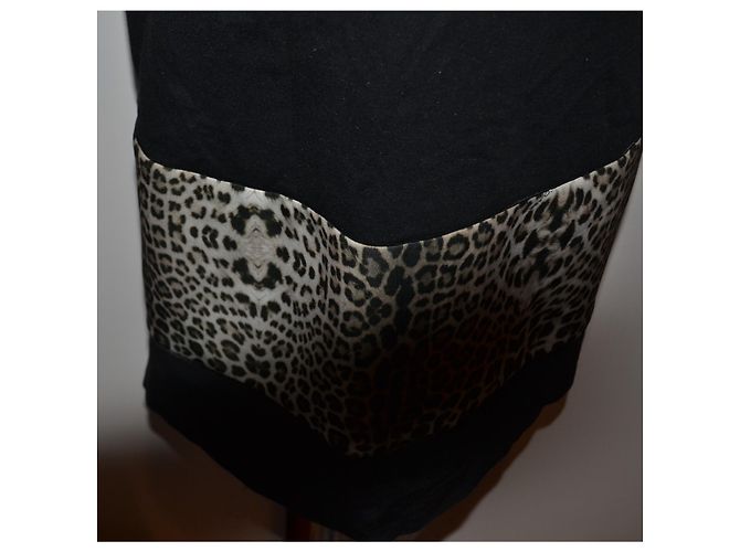 Autre Marque Class Cavalli Schwarzes Kleid mit Leoparden-Print Leopardenprint - Ansicht 3