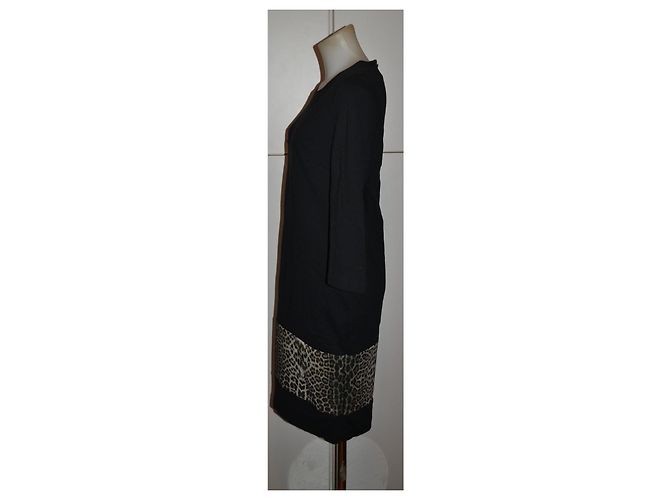 Autre Marque Class Cavalli Schwarzes Kleid mit Leoparden-Print Leopardenprint - Ansicht 4