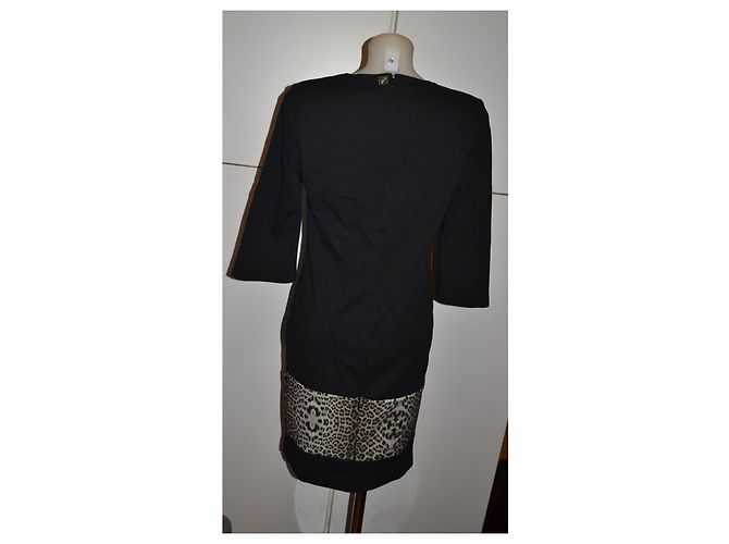 Autre Marque Class Cavalli Schwarzes Kleid mit Leoparden-Print Leopardenprint - Ansicht 5