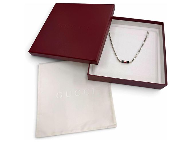 Collier Gucci Web Line Sherry AG925 avec détail rayé Argenté - vue 2