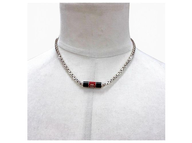 Collier Gucci Web Line Sherry AG925 avec détail rayé Argenté - vue 3