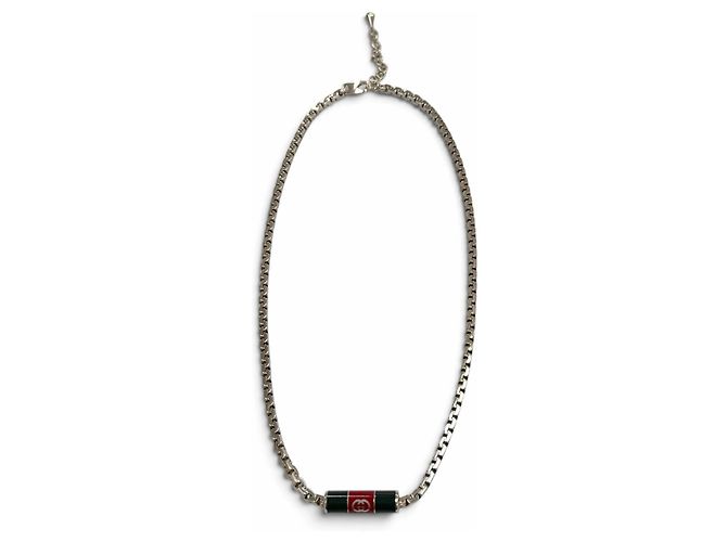 Collier Gucci Web Line Sherry AG925 avec détail rayé Argenté - vue 4