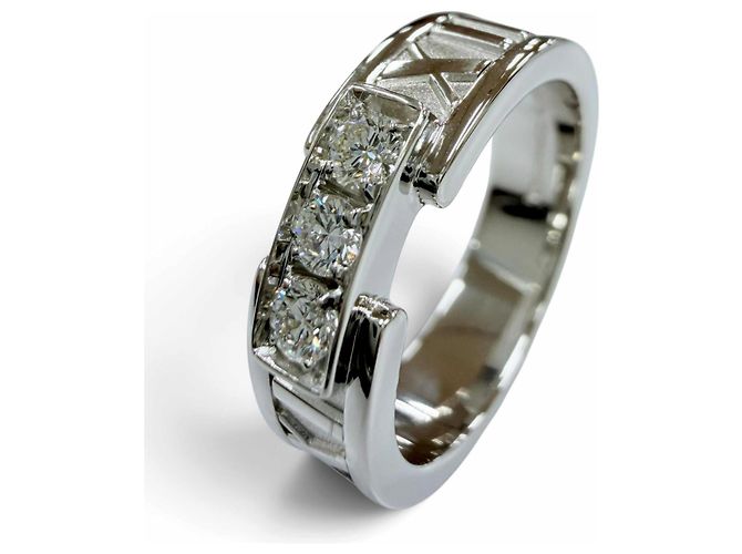 Autre Marque Anello Fascia Tiffany Atlas Diamanti D'oro - vista 5
