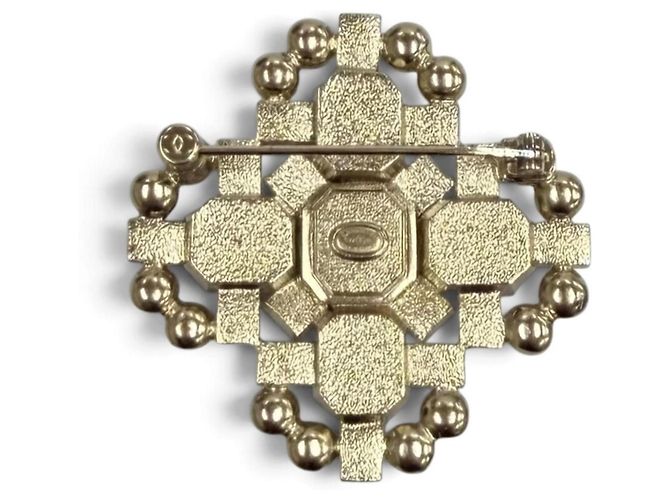 Broche de strass CHANEL C22B Coco Mark Prata Rosa - vista 3