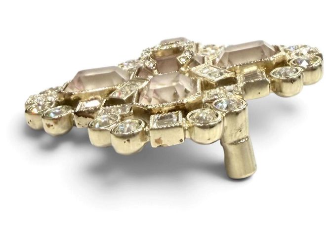 Broche de strass CHANEL C22B Coco Mark Prata Rosa - vista 4