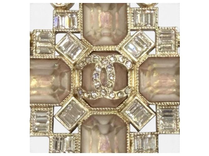 Broche de strass CHANEL C22B Coco Mark Prata Rosa - vista 6