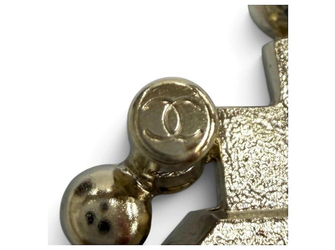 Broche de strass CHANEL C22B Coco Mark Prata Rosa - vista 7