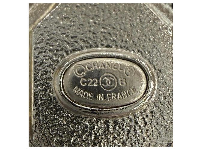 Broche de strass CHANEL C22B Coco Mark Prata Rosa - vista 8