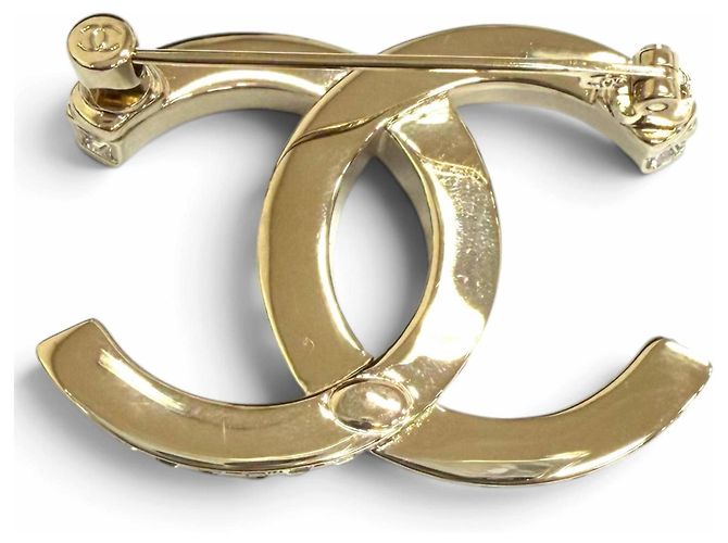 Broche Chanel Coco Mark avec strass Doré - vue 3