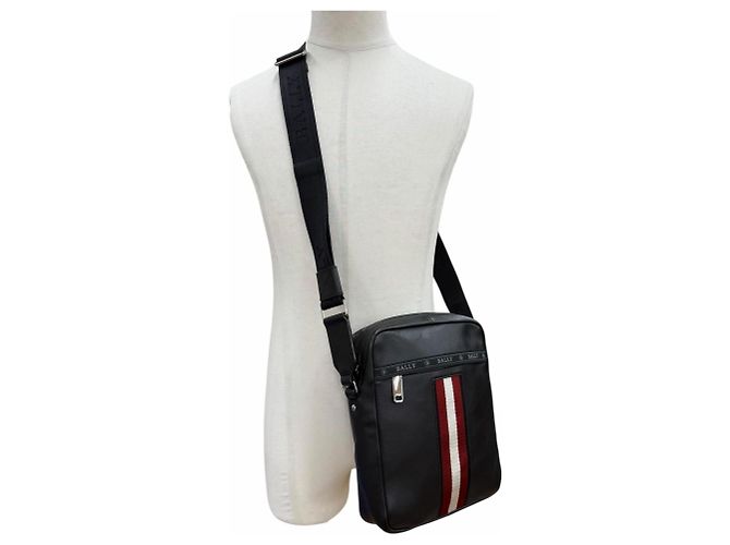 Borsa a tracolla a righe Bally Holm in pelle bovina Nero - vista 2