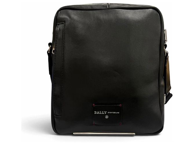 Borsa a tracolla a righe Bally Holm in pelle bovina Nero - vista 3