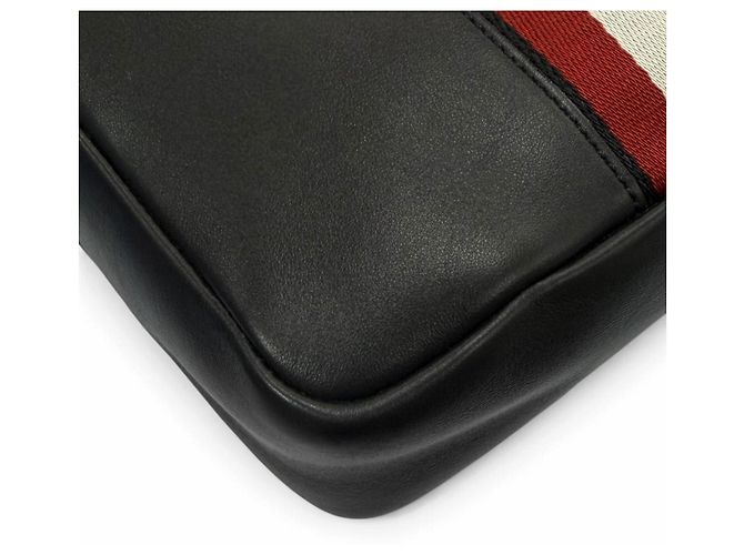 Borsa a tracolla a righe Bally Holm in pelle bovina Nero - vista 6