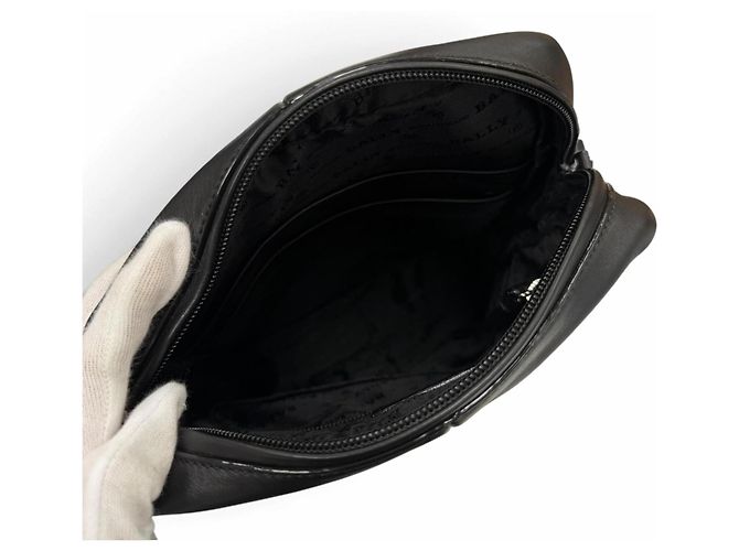 Borsa a tracolla a righe Bally Holm in pelle bovina Nero - vista 7