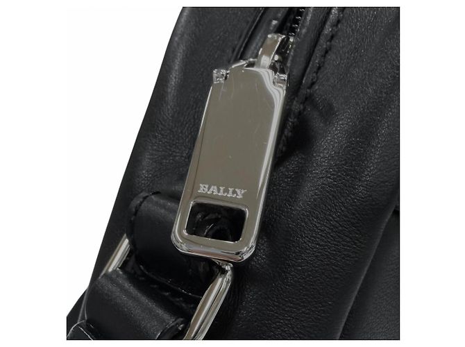Borsa a tracolla a righe Bally Holm in pelle bovina Nero - vista 8