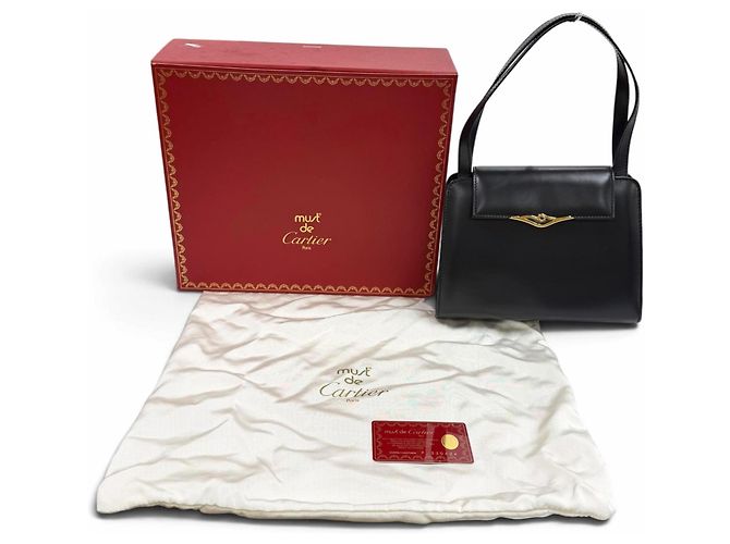 Cartier Sapphire Line Square Leather Handbag Black - view 2