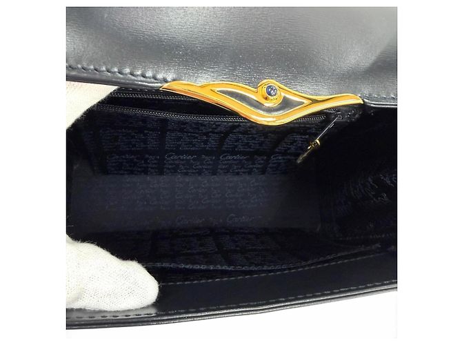 Cartier Sapphire Line Square Leather Handbag Black - view 6