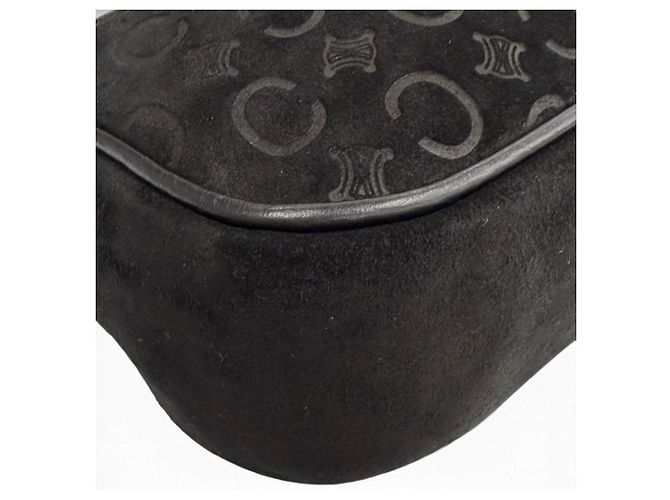 Céline Pouch accessori CELINE Vintage Macadam in camoscio con rifiniture in pelle Nero - vista 6