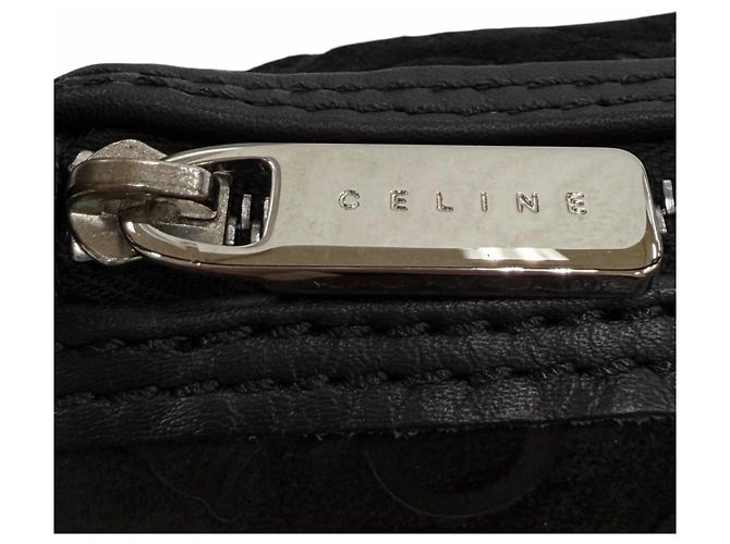 Céline Pouch accessori CELINE Vintage Macadam in camoscio con rifiniture in pelle Nero - vista 8