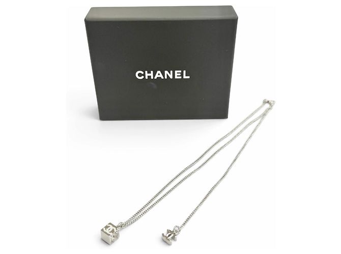 Collana Chanel B25C CC Logo Crystal Cube Argento - vista 2