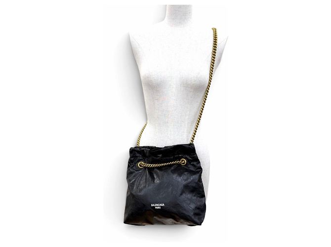 Everyday Borsa a Tracolla Balenciaga 742942 Crush in Pelle Nero - vista 2