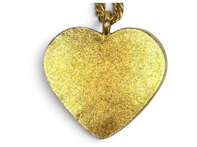 Collana a catena in denim Chanel Coco Mark Heart D'oro Blu navy - vista 4