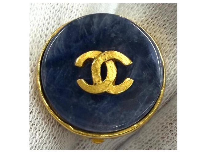 Timeless Orecchini CHANEL Vintage 95A Coco Mark in marmo blu D'oro - vista 6
