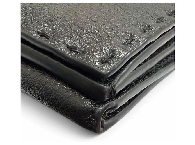 Fendi Selleria Leather Compact Tri-fold Wallet Black - view 6