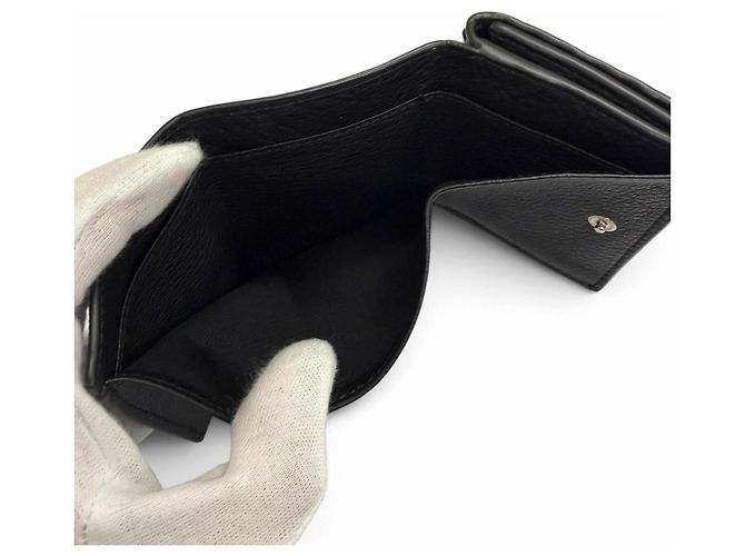 Fendi Selleria Leather Compact Tri-fold Wallet Black - view 7