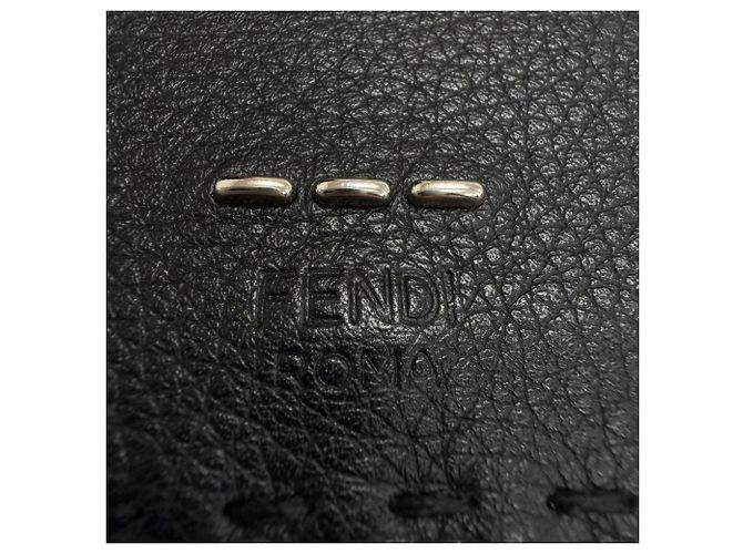 Fendi Selleria Leather Compact Tri-fold Wallet Black - view 8