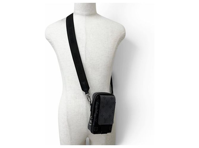 Sac à bandoulière Louis Vuitton Monogram Eclipse Double Phone Pouch Noir - vue 2
