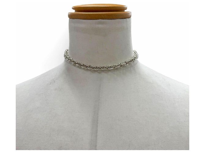 Autre Marque Collana Choker Tiffany 925 Round Link Circle Donut Chain - vista 3