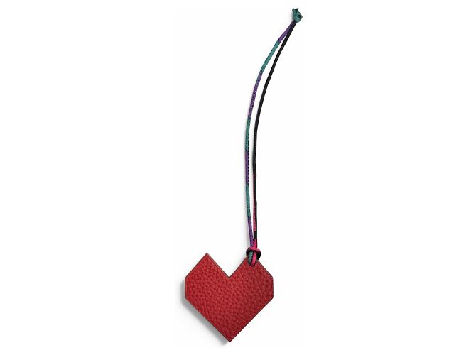 Hermès HERMES Petit H Heart Charm Borsa in pelle Rosso Blu navy - vista 4