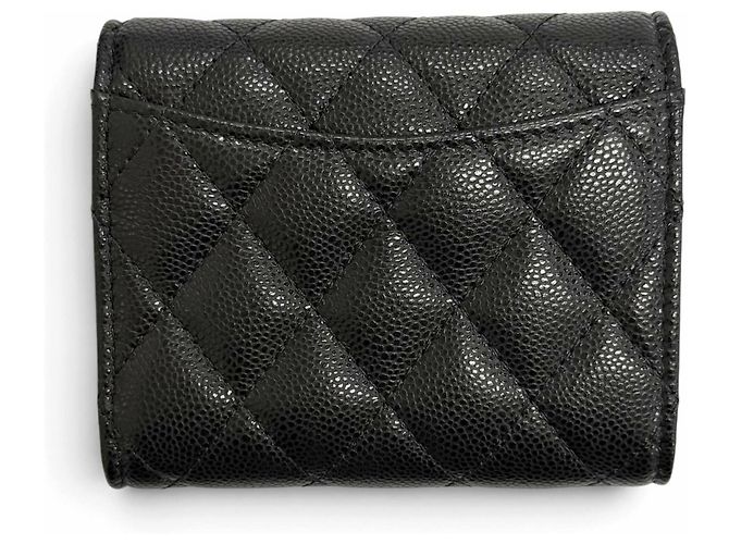 Timeless Portafoglio Tri-Fold Chanel in pelle di vitello granulata nera Nero - vista 3