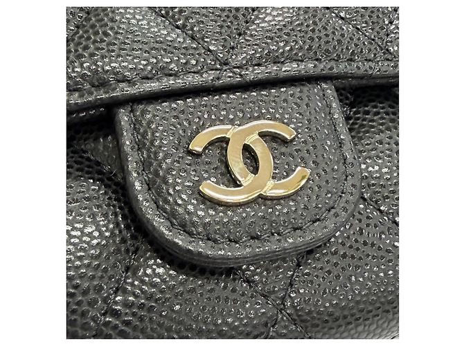 Timeless Portafoglio Tri-Fold Chanel in pelle di vitello granulata nera Nero - vista 7