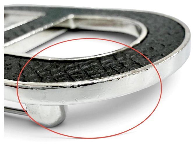 Hermès Broche de cuero Hermes Chaine d'Ancre Negro Plata - vista 8