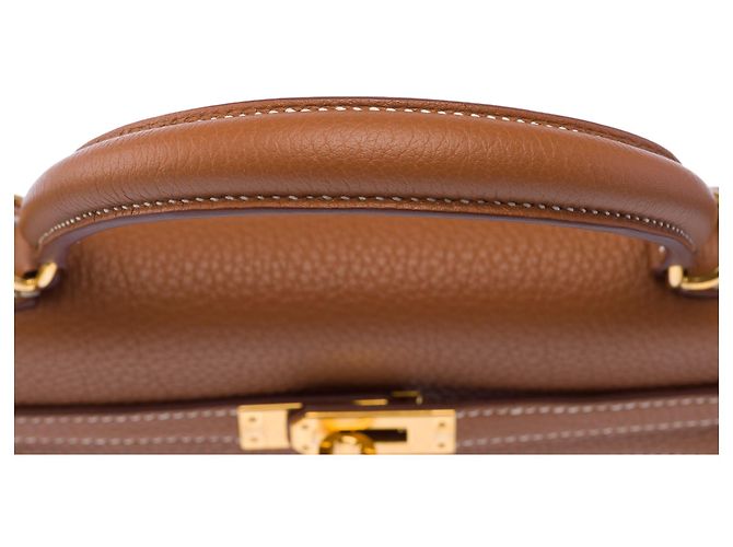 Hermès mala HERMES Kelly 25 em Couro Dourado - 103942 - vista 10