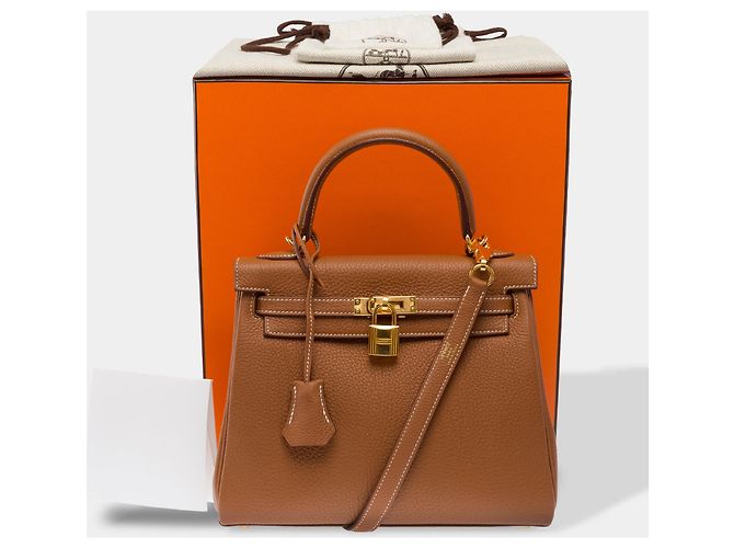 Hermès mala HERMES Kelly 25 em Couro Dourado - 103942 - vista 2