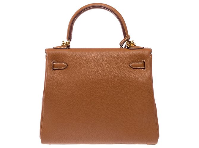 Hermès mala HERMES Kelly 25 em Couro Dourado - 103942 - vista 4