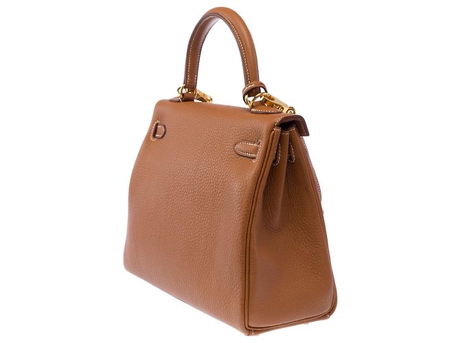 Hermès mala HERMES Kelly 25 em Couro Dourado - 103942 - vista 6