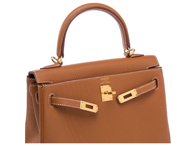 Hermès mala HERMES Kelly 25 em Couro Dourado - 103942 - vista 7