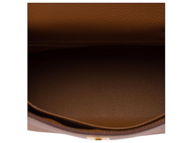 Hermès mala HERMES Kelly 25 em Couro Dourado - 103942 - vista 9