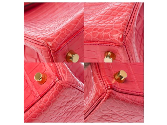 Hermès Borsa HERMES Kelly 25 in Pelli esotiche Rosa - 103973 - vista 12