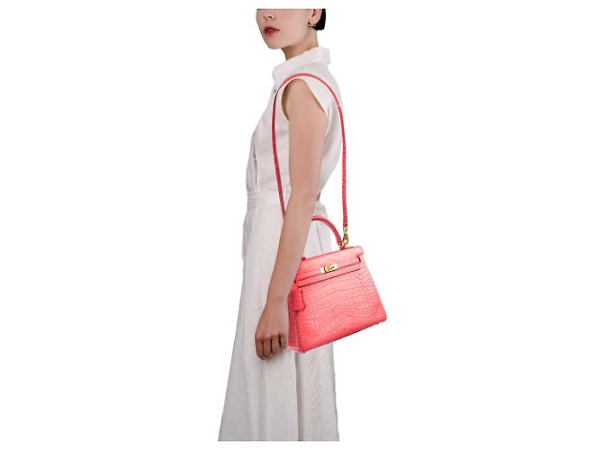 Hermès Borsa HERMES Kelly 25 in Pelli esotiche Rosa - 103973 - vista 13
