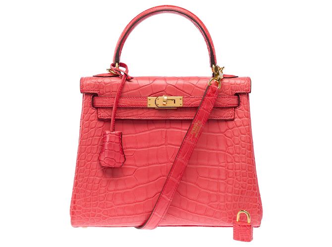 Hermès Borsa HERMES Kelly 25 in Pelli esotiche Rosa - 103973 - vista 3