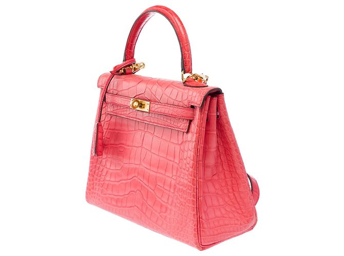Hermès Borsa HERMES Kelly 25 in Pelli esotiche Rosa - 103973 - vista 5