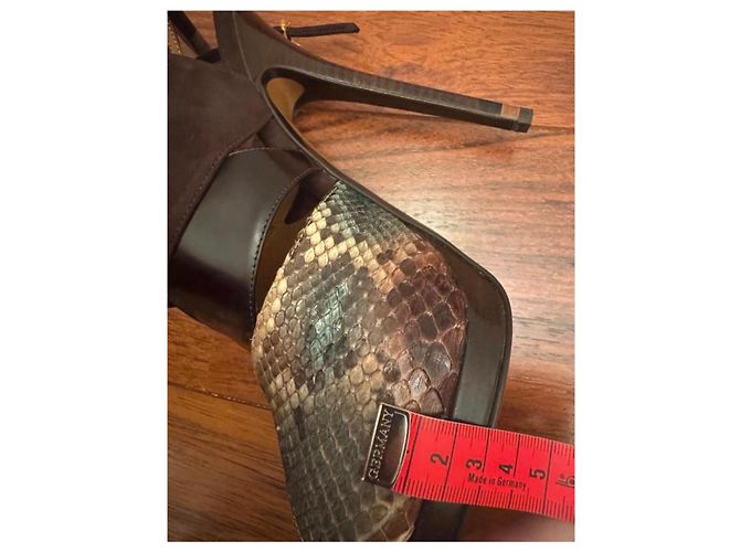 Fendi Python and Suede Platform Sandals Brown Python print - view 6