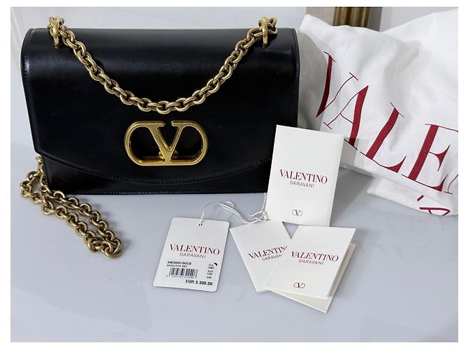 Valentino Garavani Bolso de hombro Vain en piel negra Negro - vista 14