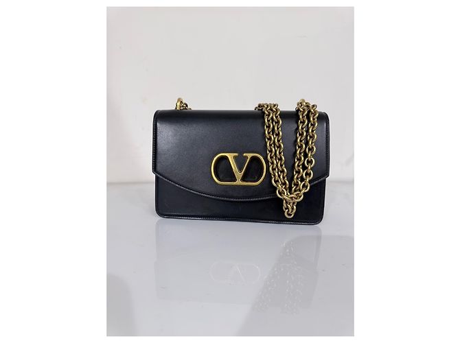 Valentino Garavani Bolso de hombro Vain en piel negra Negro - vista 4