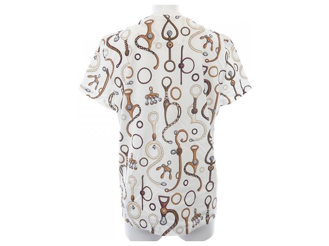 Hermès Hermes PANOPLIE TOUT CUIR JERSEY TShirt Braun Weiß - Ansicht 2